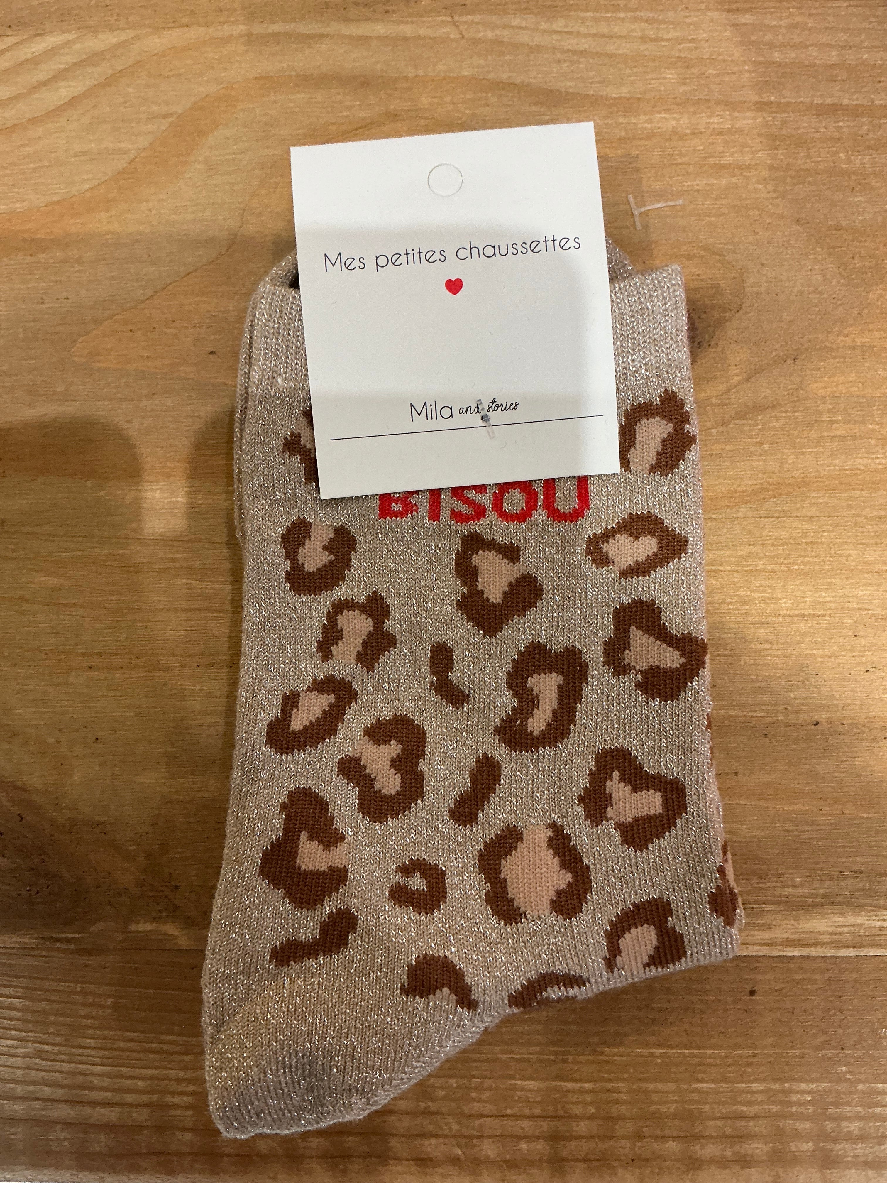 Chaussettes à paillettes léopard