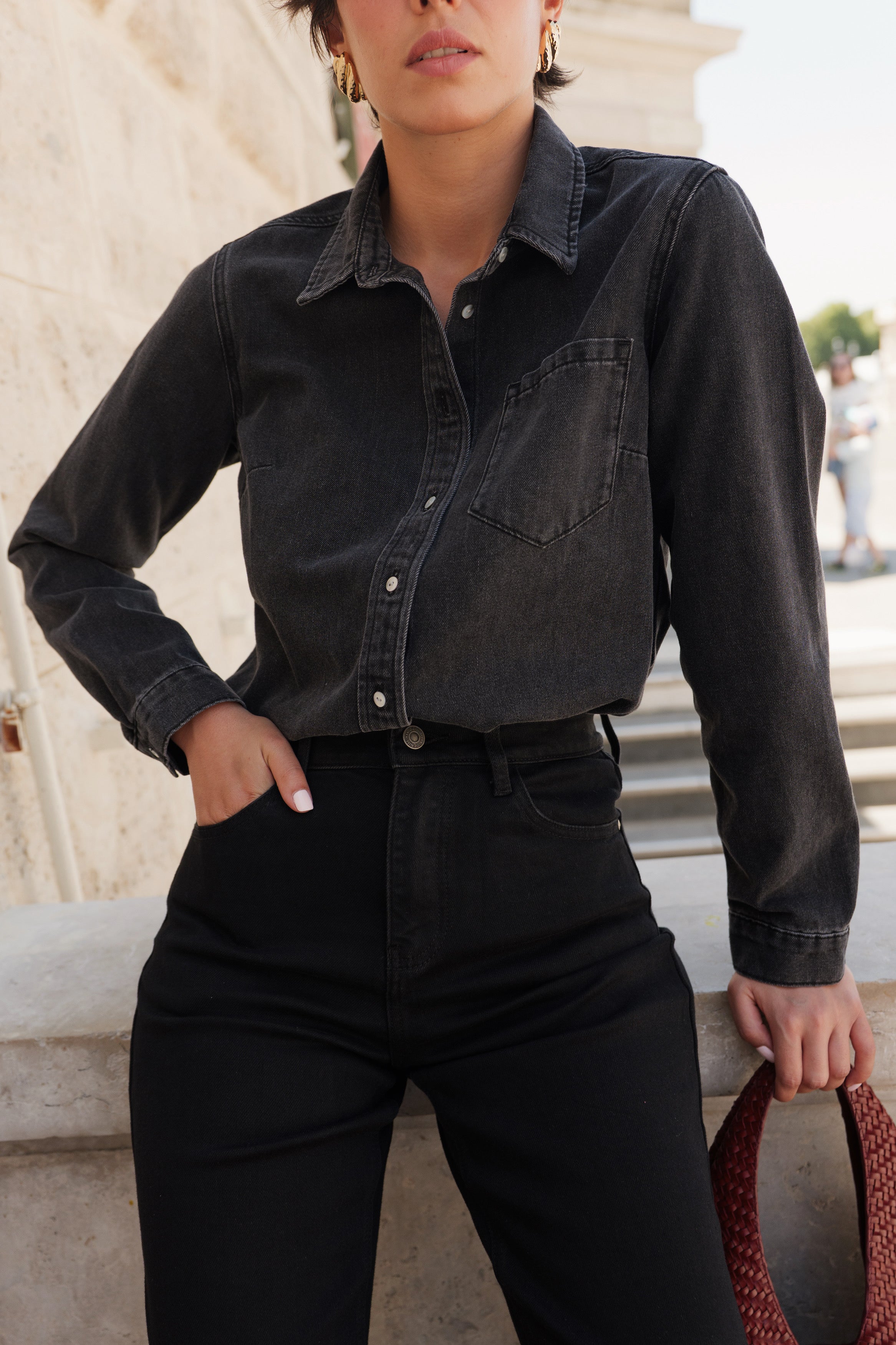 Chemise en jean noire