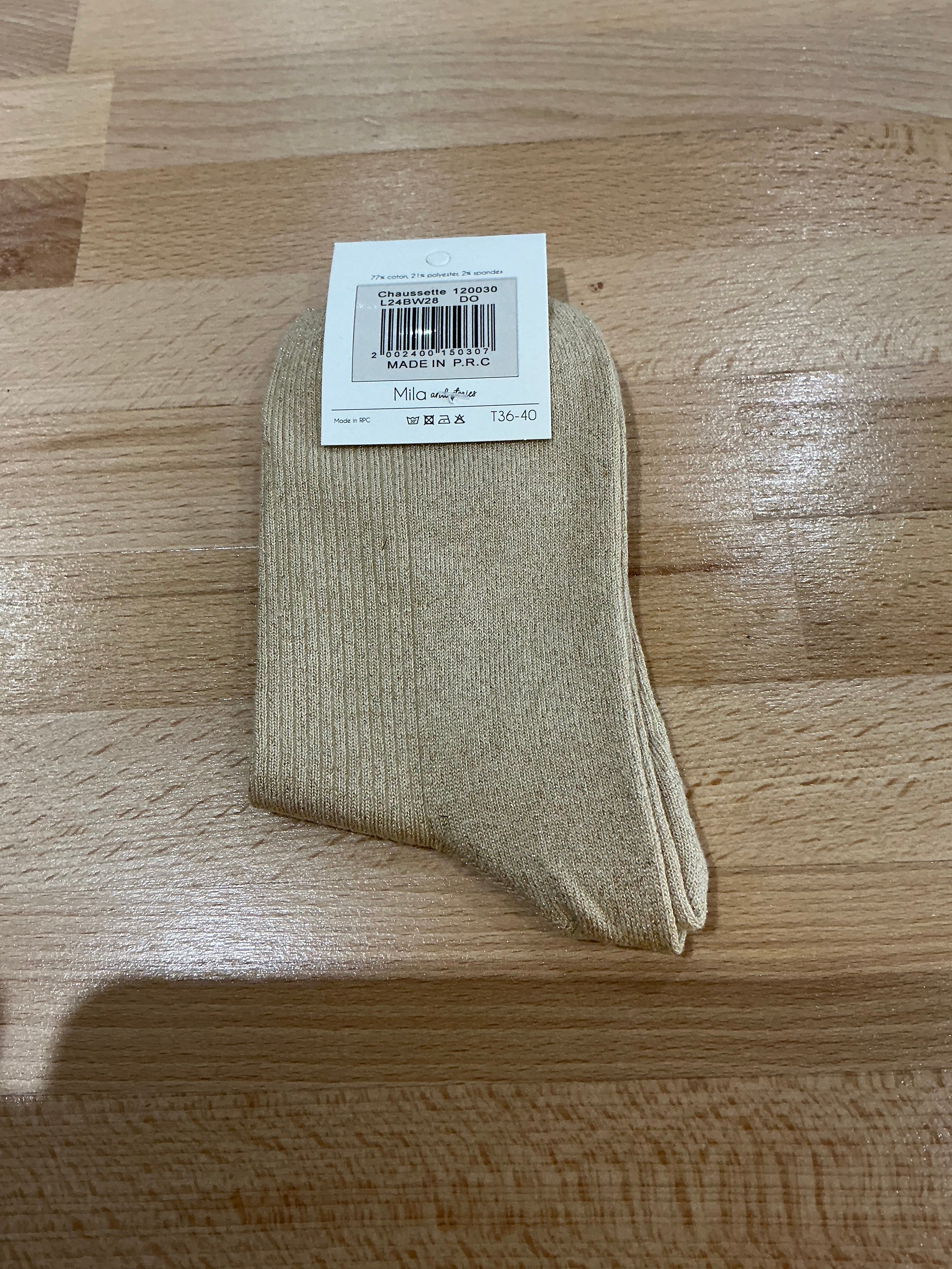 Chaussettes à paillettes doré « tata extra »