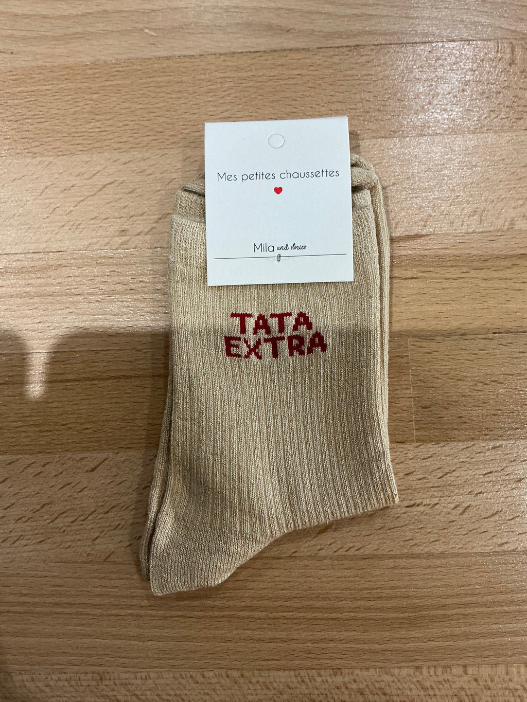 Chaussettes à paillettes doré « tata extra »