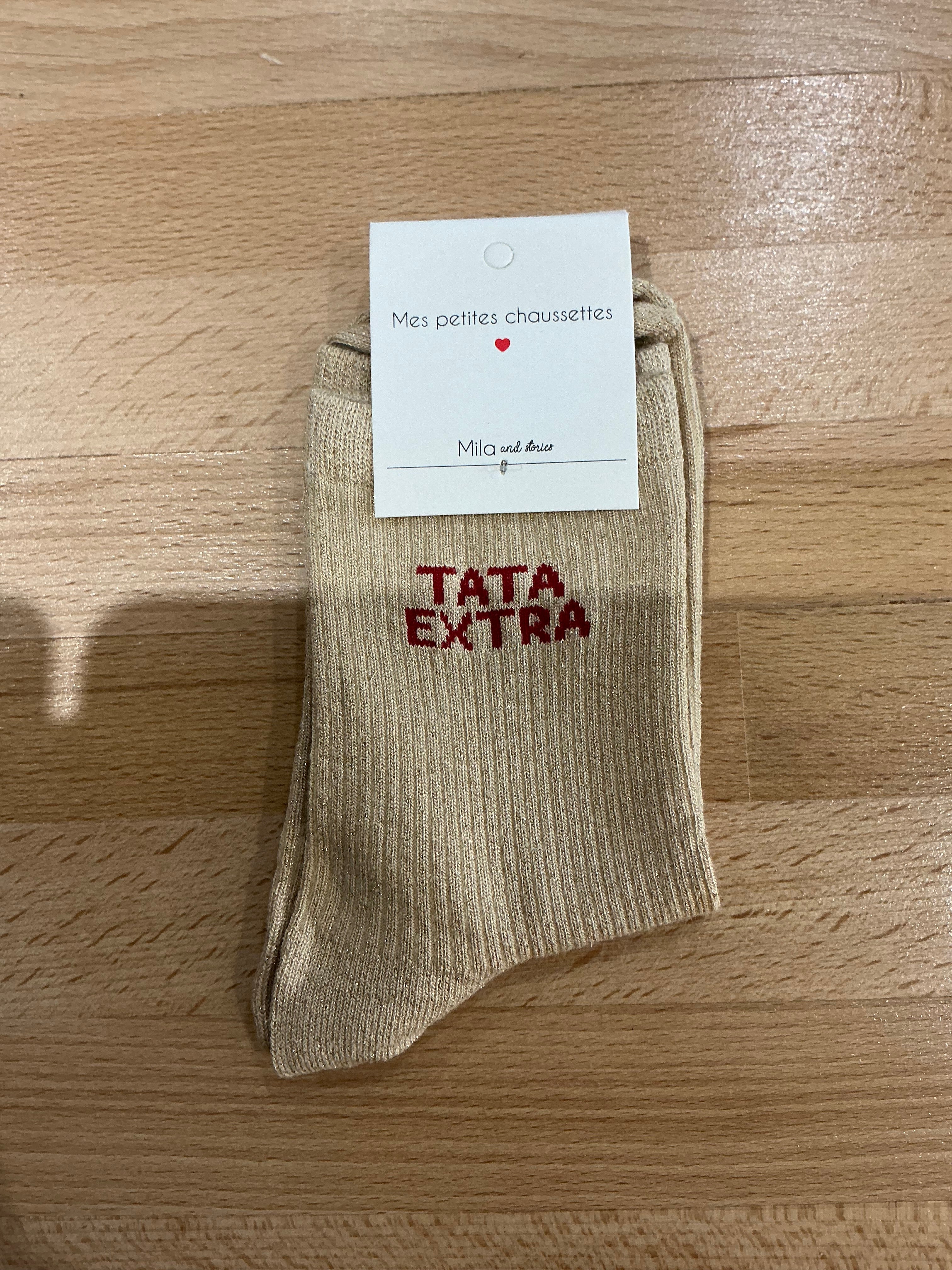 Chaussettes à paillettes doré « tata extra »