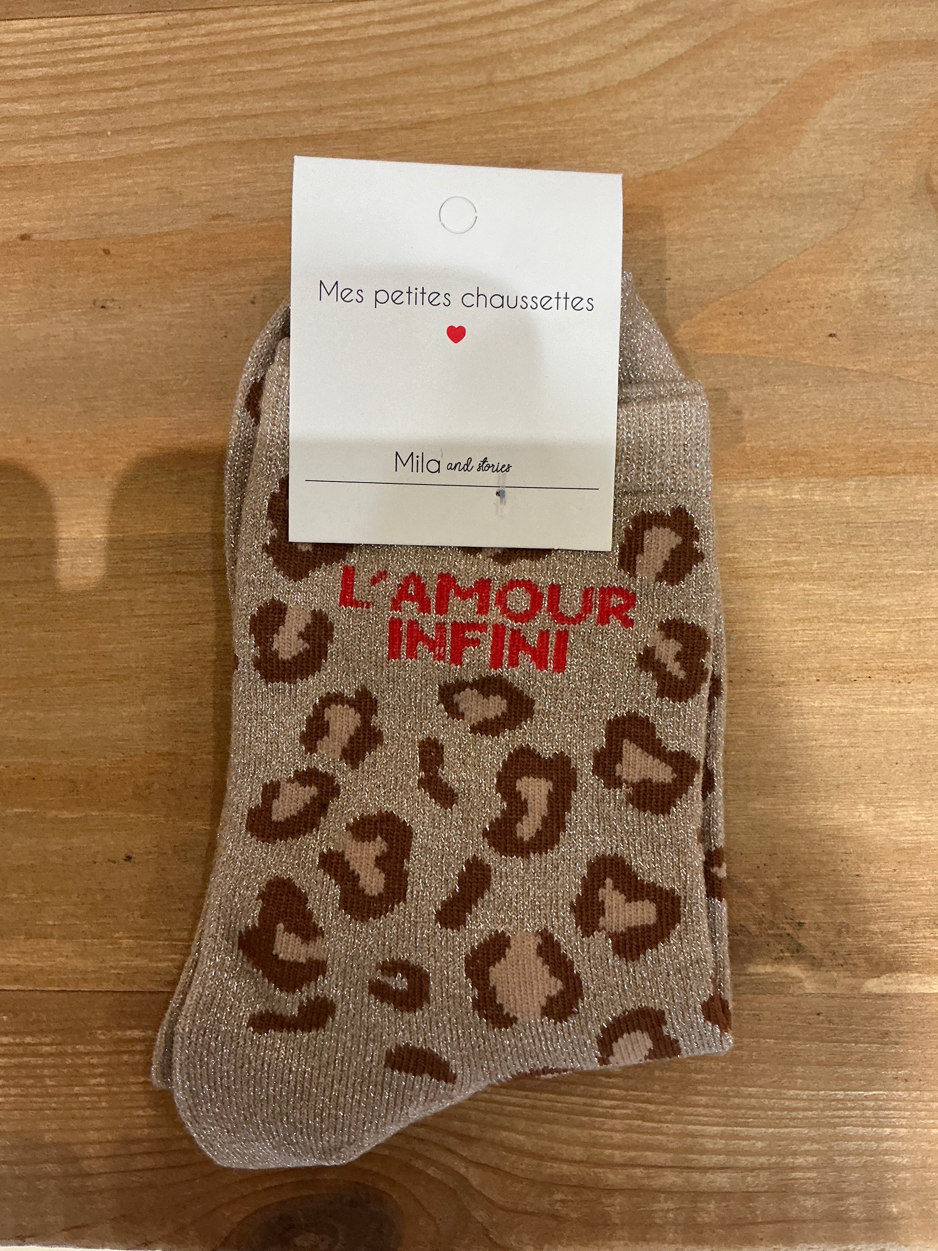 Chaussettes à paillettes léopard