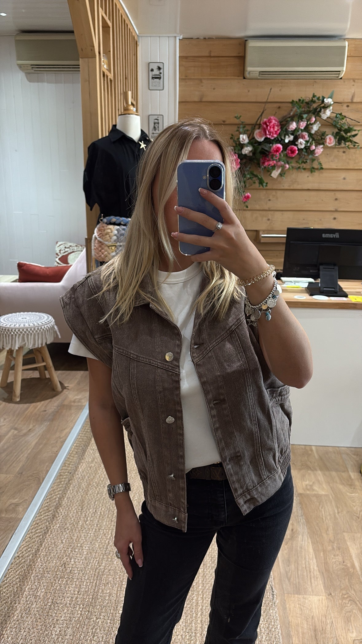 Veste sans manches en jean