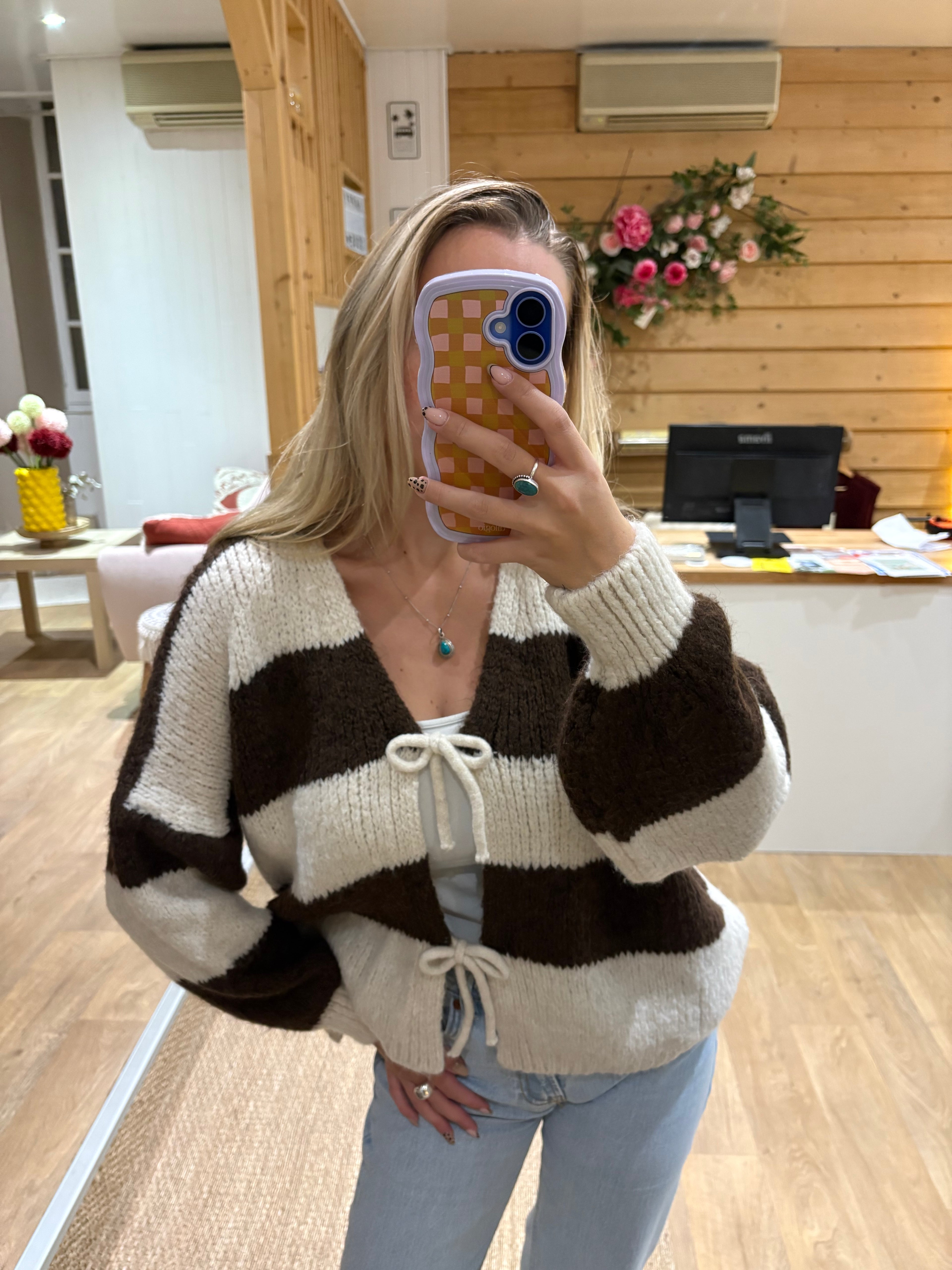 Gilet grosse maille marron