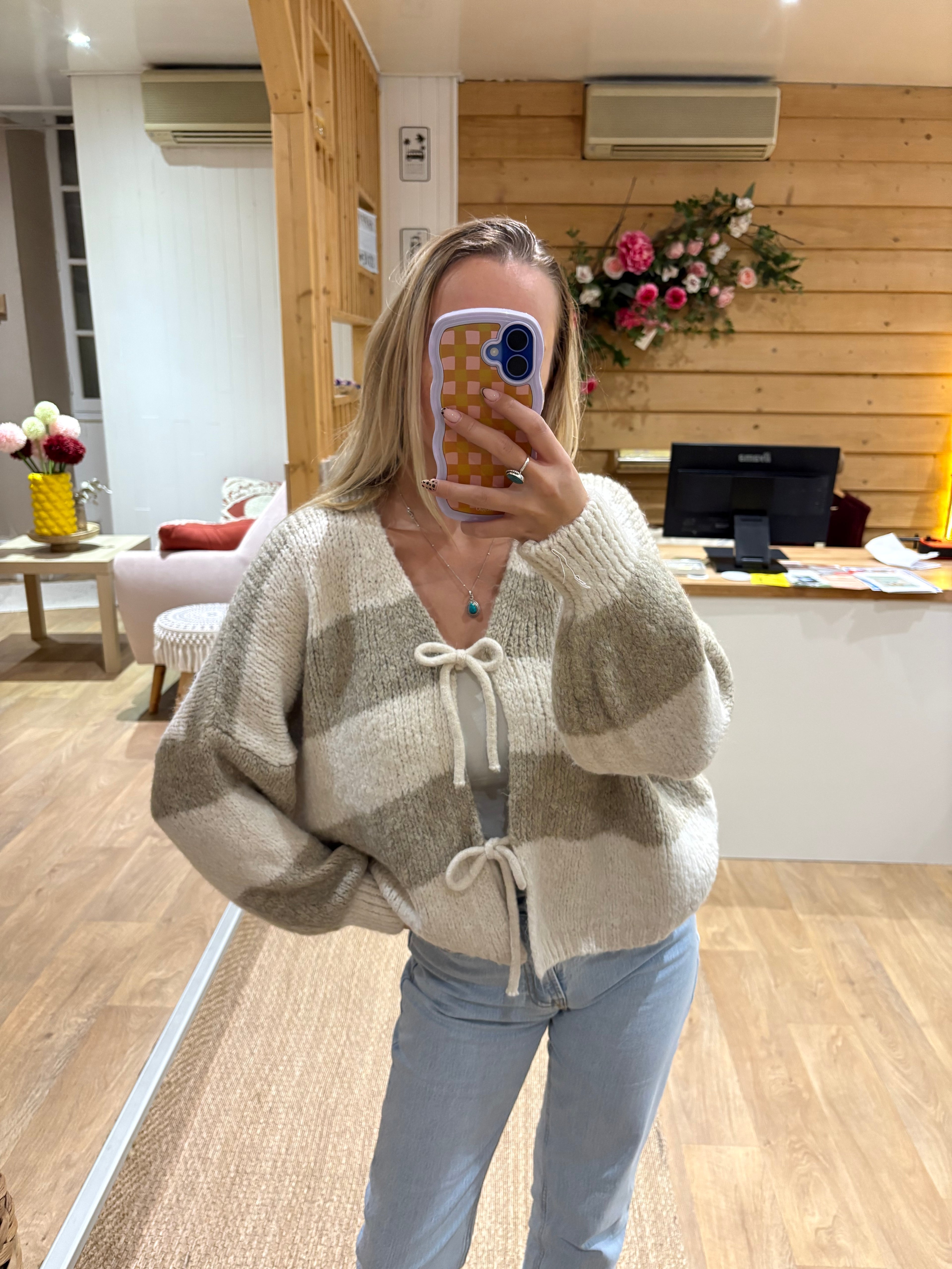 Gilet grosse maille gris