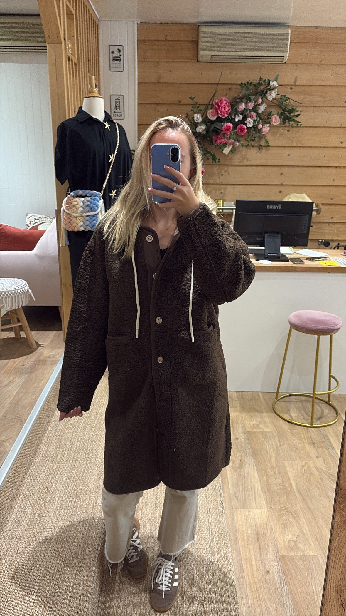 manteau moumoute marron